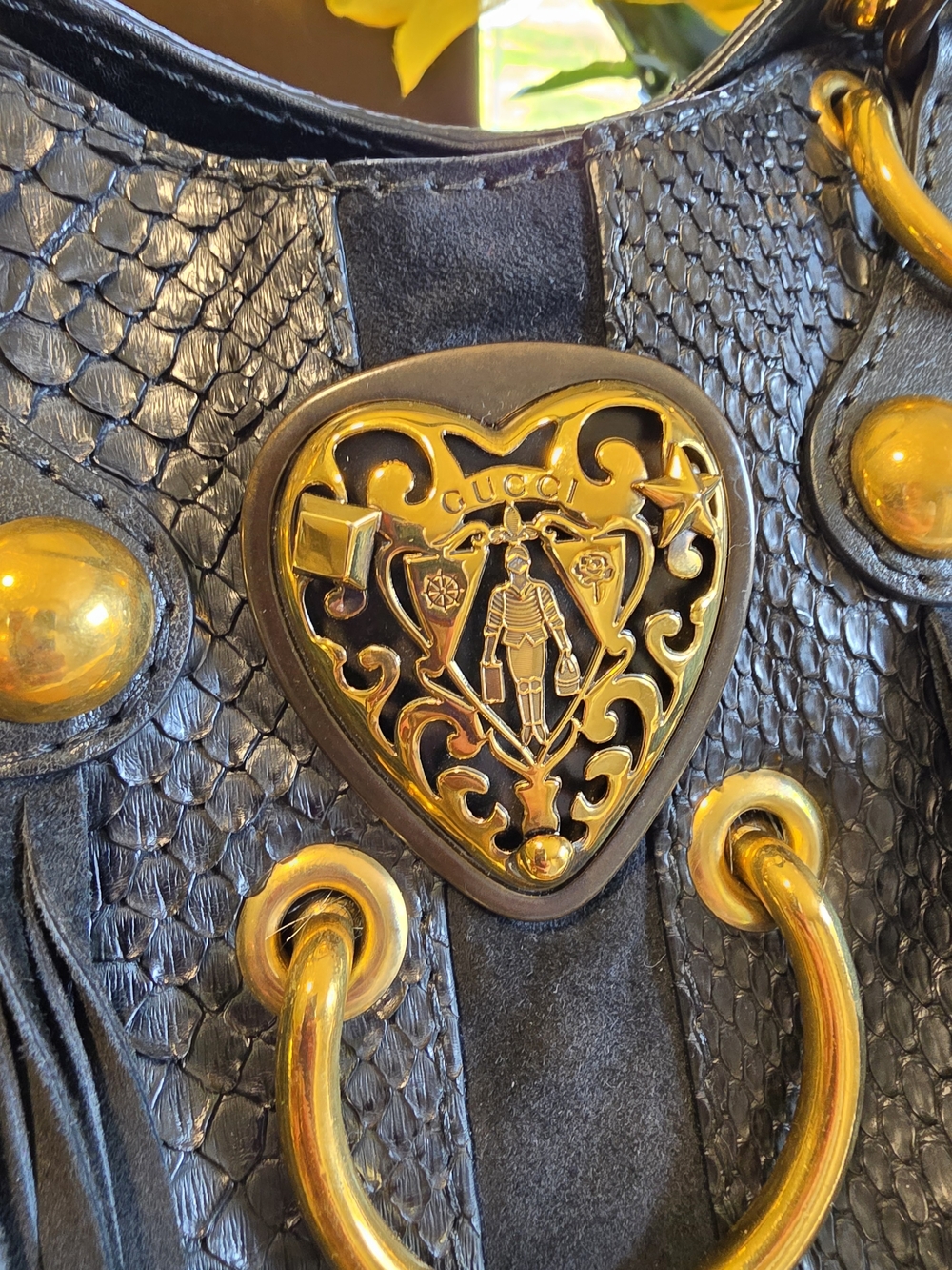 Gucci Babouska Python Studded Fringe XL Shoulder Bag - Picture 10 of 16